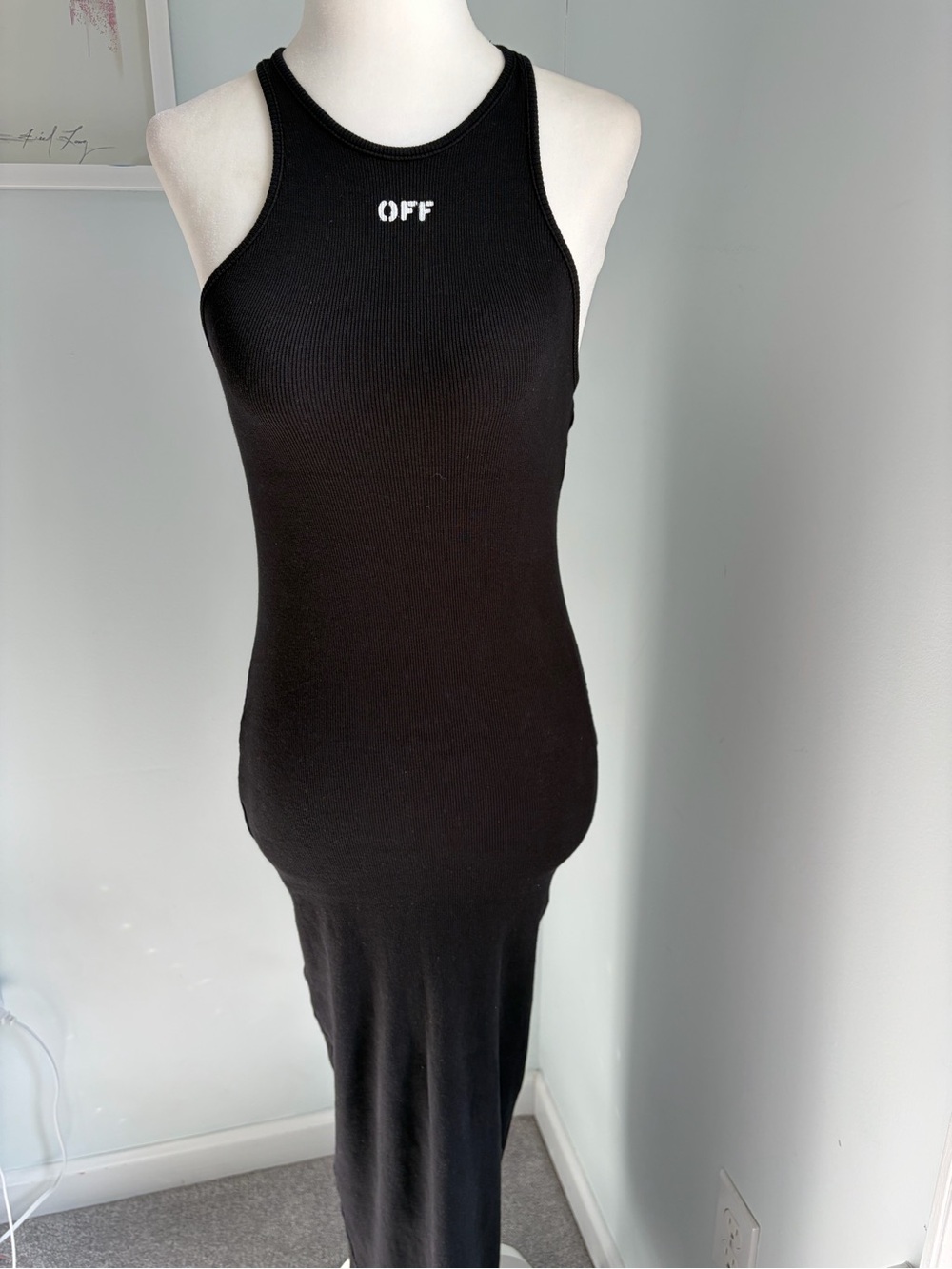 Off-White Black Ribbed Racerback Dress - Picture 10 of 16